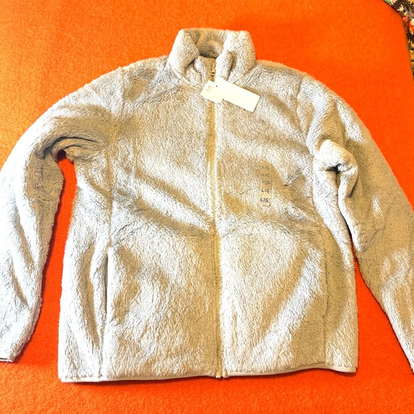 Uniqlo light blue fluff yarn fleece full zip jacket NWT - Picture 2 of 9